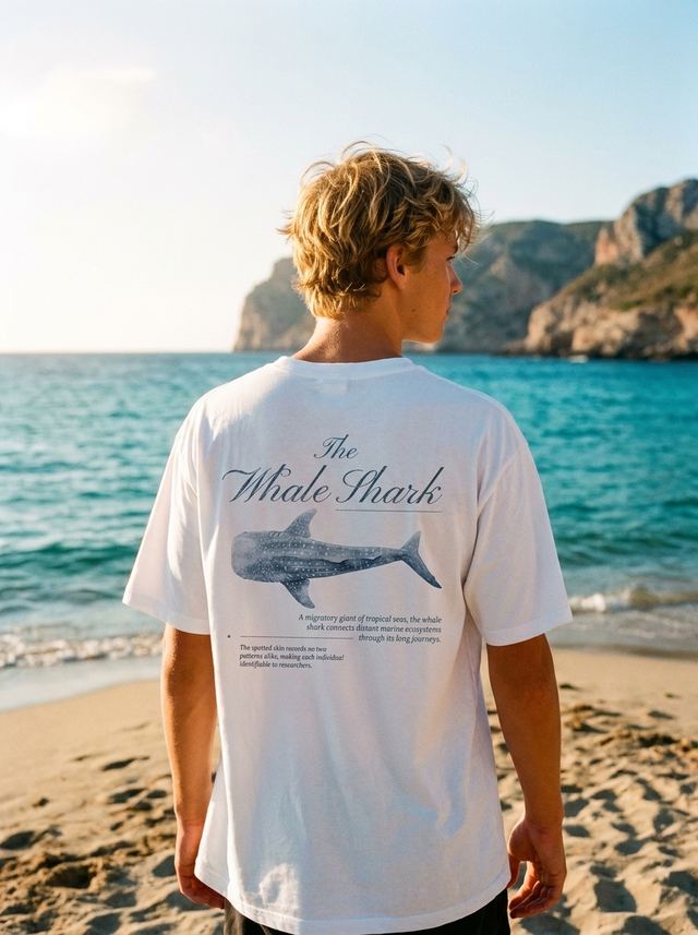 Whale Shark tee on model, worn